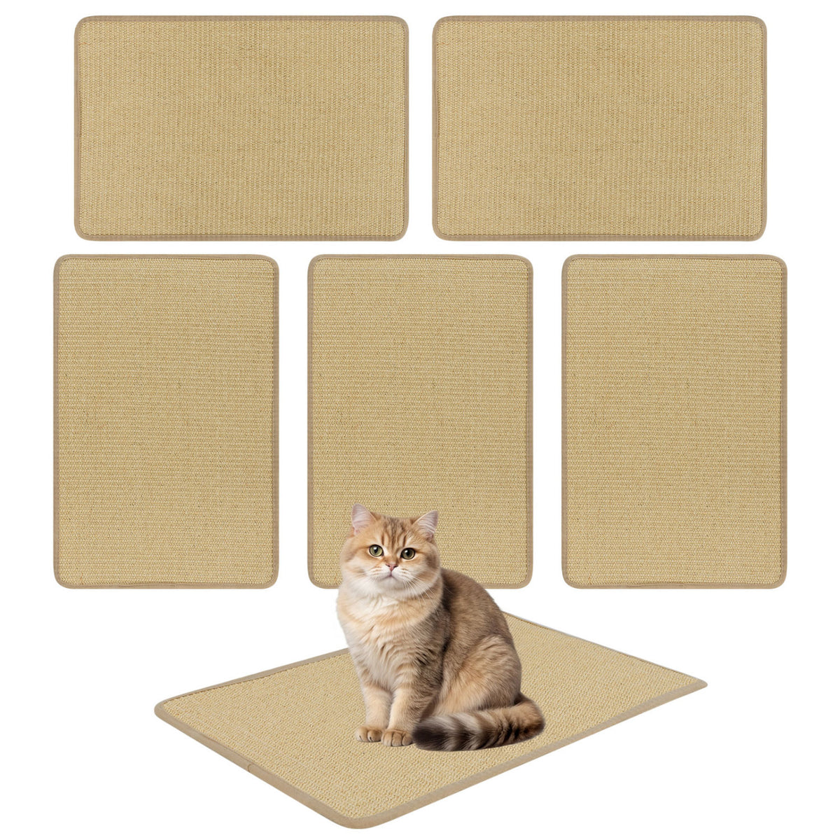 12 Pieces Cat Scratcher Mat Set 24  x 16 Inch Natural Sisal Pads