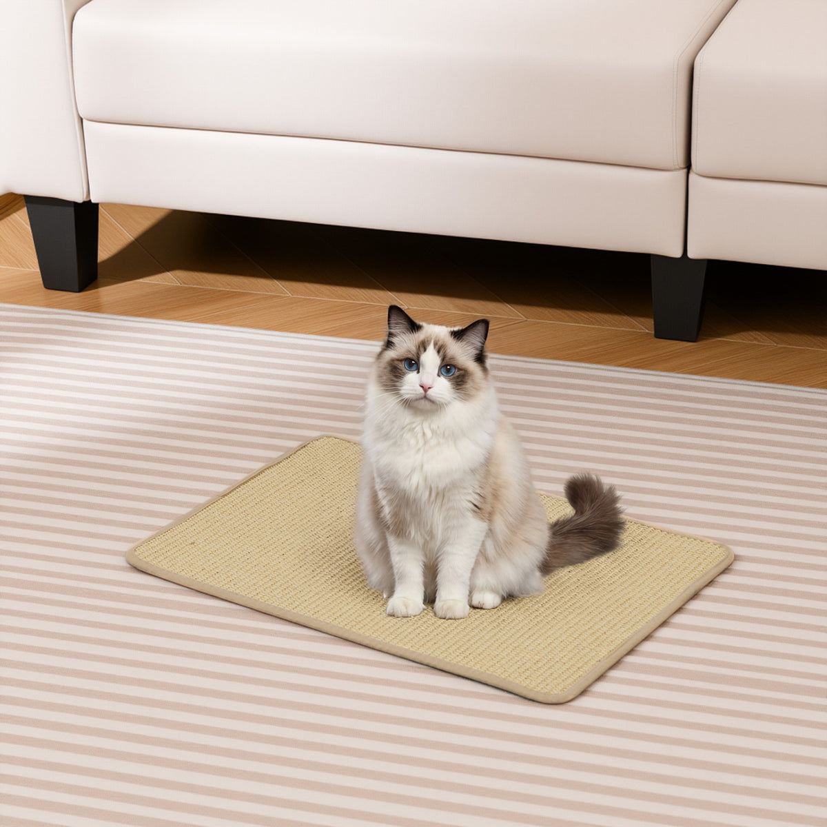 12 Pieces Cat Scratcher Mat Set 24  x 16 Inch Natural Sisal Pads