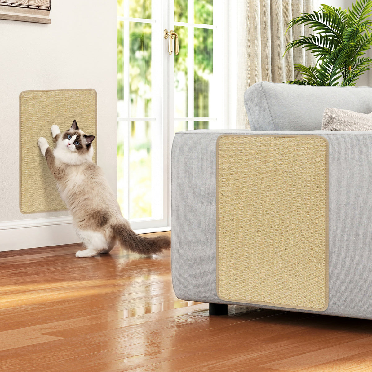 12 Pieces Cat Scratcher Mat Set 24  x 16 Inch Natural Sisal Pads