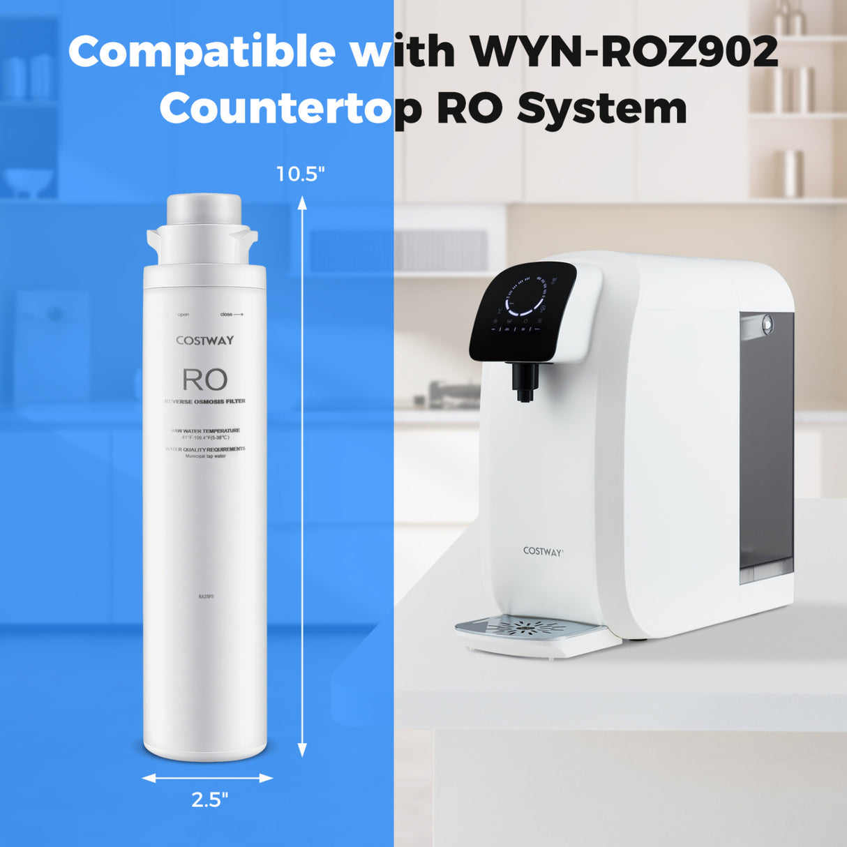 RO Filter Replacement for Countertop Reverse Osmosis System 0.0001 Micron