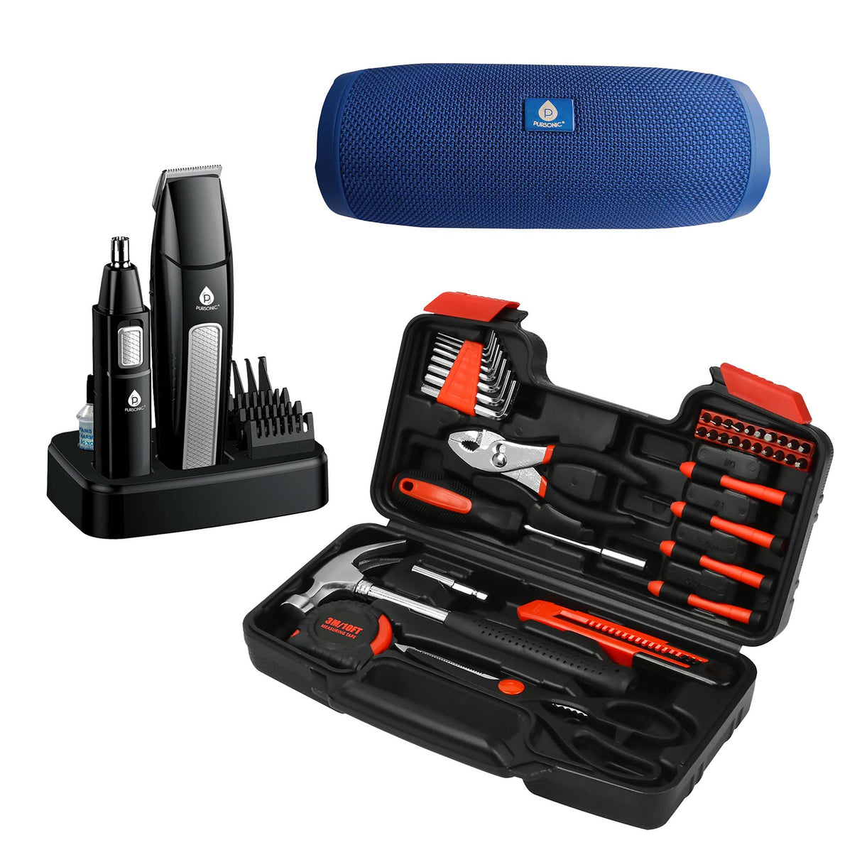 Ultimate Men’s Package – Tool Kit, Wireless Speaker & Grooming Set for Everyday Excellence by Pursonic