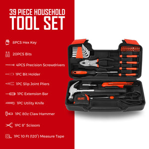 Pursonic UltraBright Flashlight + Handy Solutions 39-Piece Household Tool Kit Bundle by Pursonic