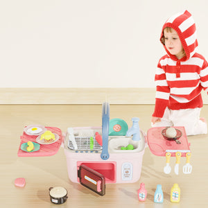 Contixo Kids Kitchen & Picnic Playset, Toddler Toys, Ages 3+, Interactive Grill, Sink & Oven, Mini Kitchen w/ Music & Lights, Color-Changing Foods, Boys & Girls by Contixo