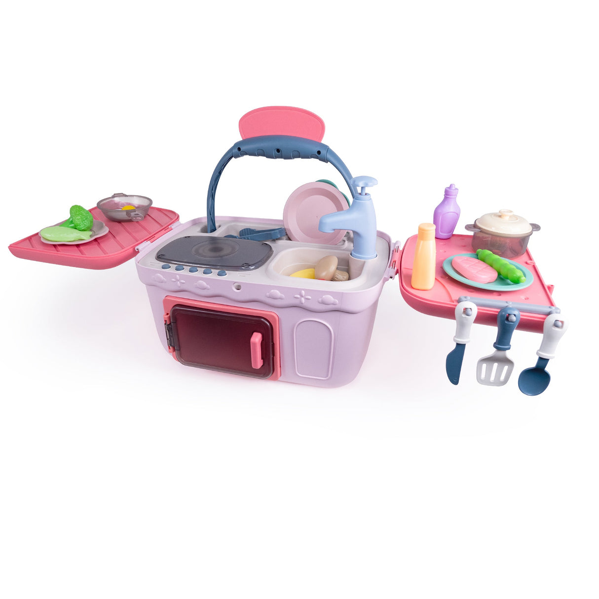 Contixo Kids Kitchen & Picnic Playset, Toddler Toys, Ages 3+, Interactive Grill, Sink & Oven, Mini Kitchen w/ Music & Lights, Color-Changing Foods, Boys & Girls by Contixo
