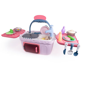 Contixo Kids Kitchen & Picnic Playset, Toddler Toys, Ages 3+, Interactive Grill, Sink & Oven, Mini Kitchen w/ Music & Lights, Color-Changing Foods, Boys & Girls by Contixo