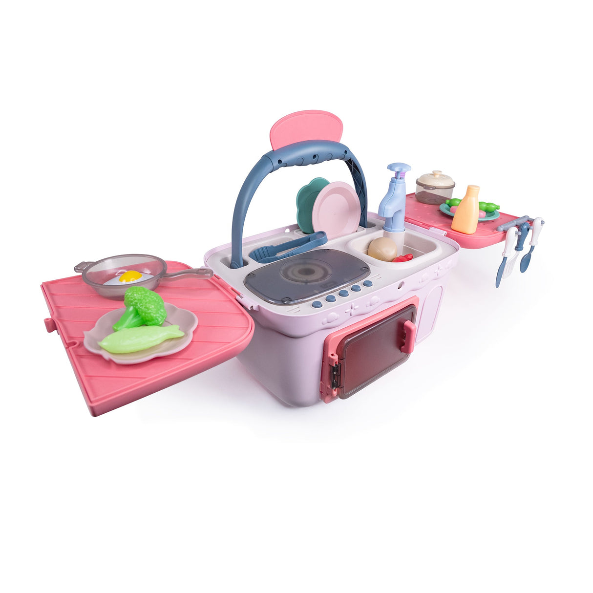 Contixo Kids Kitchen & Picnic Playset, Toddler Toys, Ages 3+, Interactive Grill, Sink & Oven, Mini Kitchen w/ Music & Lights, Color-Changing Foods, Boys & Girls by Contixo