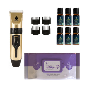 Pursonic Pet Grooming Bundle – Rechargeable Hair Trimmer, 6-Pack Essential Oils & Lavender Wipes by Pursonic