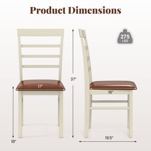 PU Leather Upholstered Armless Wooden Dining Chair Set of 2-White