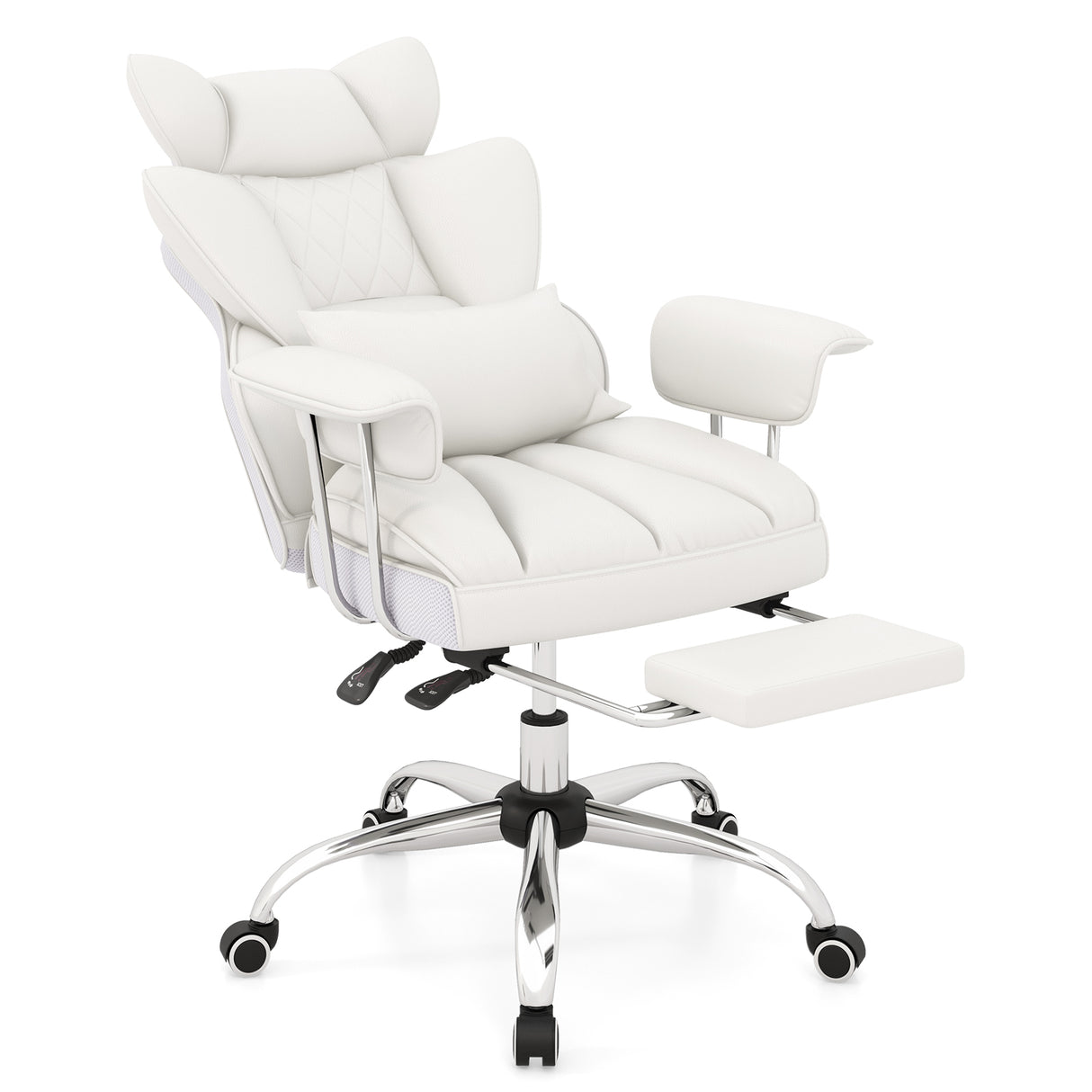 PU Leather Home Office Chair 400 lbs High Back Executive Chair-White