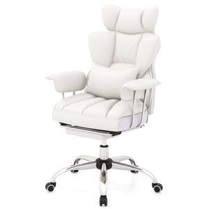PU Leather Home Office Chair 400 lbs High Back Executive Chair-White