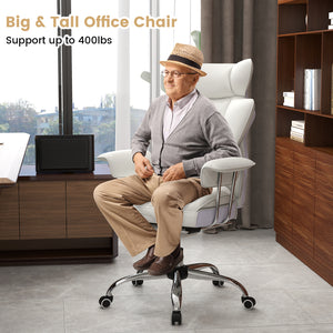 PU Leather Home Office Chair 400 lbs High Back Executive Chair-White