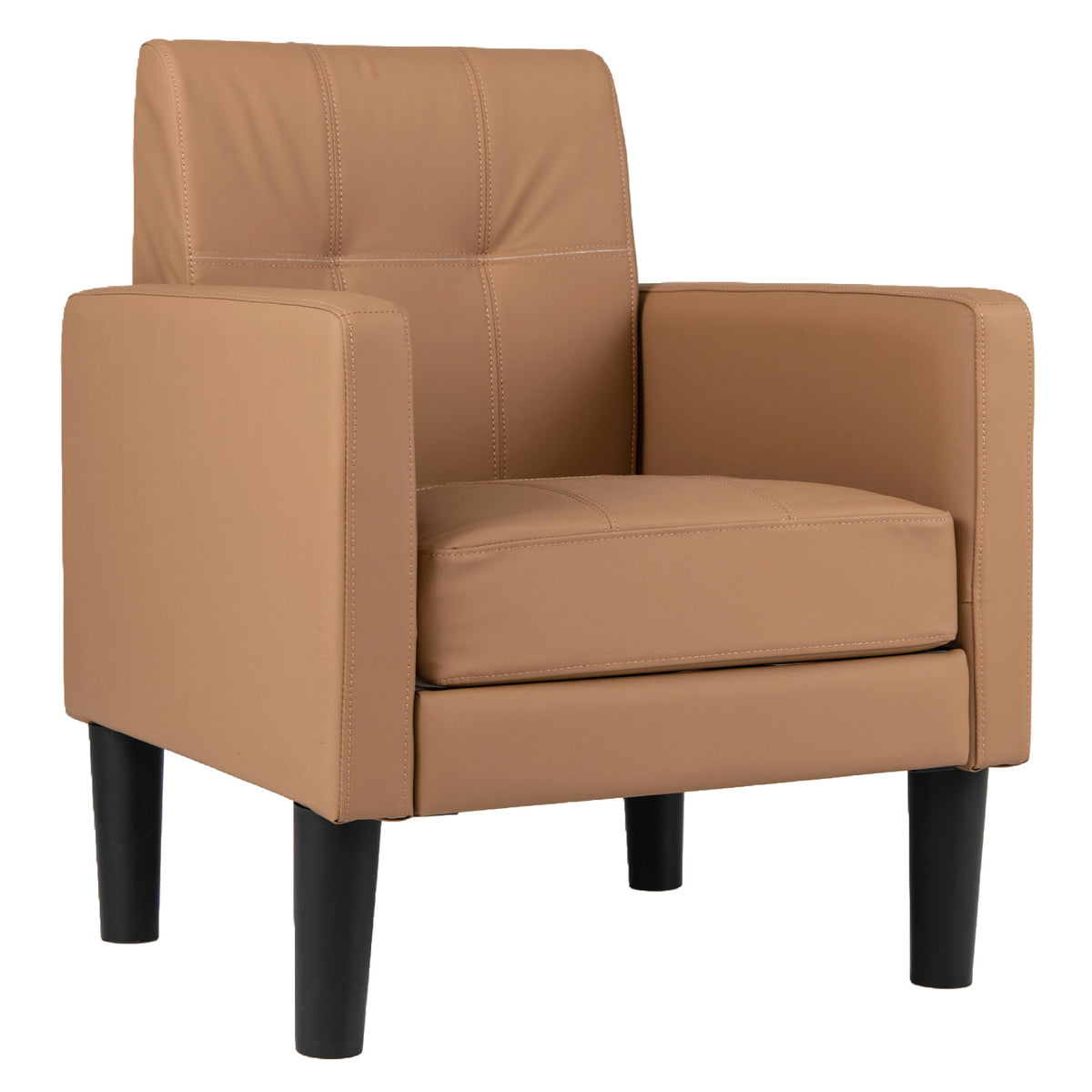 PU Leather Modern Accent Chair with Removable Seat Cushion-Brown