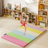 PU Leather Tri-Folding Gymnastics Tumbling Mat with Carrying Handles-Macaron