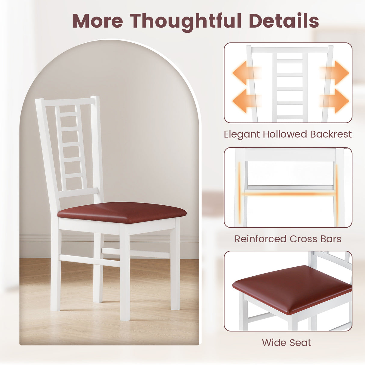 PU Leather Upholstered Wood Dining Chairs Set of 2-White