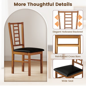 PU Leather Upholstered Wood Dining Chairs Set of 4-Walnut