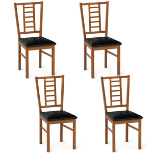 PU Leather Upholstered Wood Dining Chairs Set of 4-Walnut