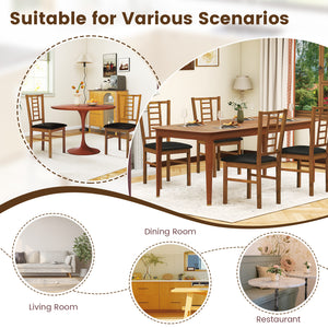 PU Leather Upholstered Wood Dining Chairs Set of 4-Walnut