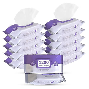 Pursonic Lavender Scented Pet Wipes – 12 Packs of 100 (1200 Total) Extra Large Wipes for Gentle Cleaning & Deodorizing by Pursonic