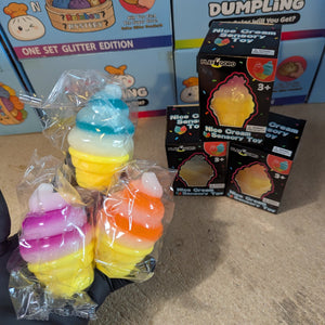 Set of Three Swirl Ice Cream Cone Squishies (Gelatin Squish)