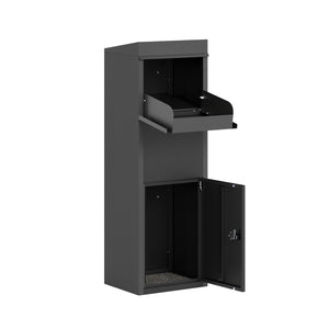 Package Delivery Box for Outside with Anti-Theft Baffle Sloped Roof-Black