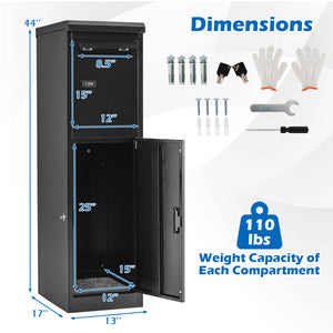 Package Delivery Box for Outside with Lockable Doors Coded Lock-Black