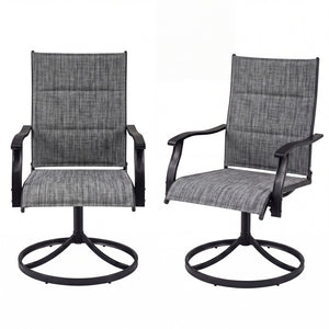 Padded Patio Swivel Chairs Set of 2 Ergonomic Outdoor Dining Chairs with Breathable Fabric-Gray