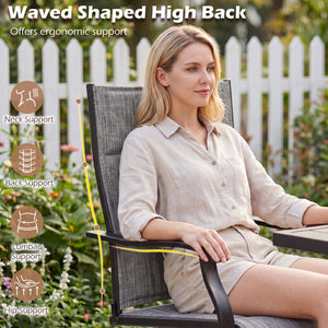 Padded Patio Swivel Chairs Set of 2 Ergonomic Outdoor Dining Chairs with Breathable Fabric-Gray