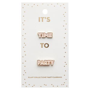 Party Time Stud Earrings | Light Pink and Gold with Glitter Finish