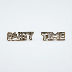 Party Time Stud Earrings | Light Pink and Gold with Glitter Finish