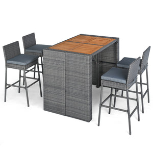 Patio Acacia Wood Dining Set for Home-Grey