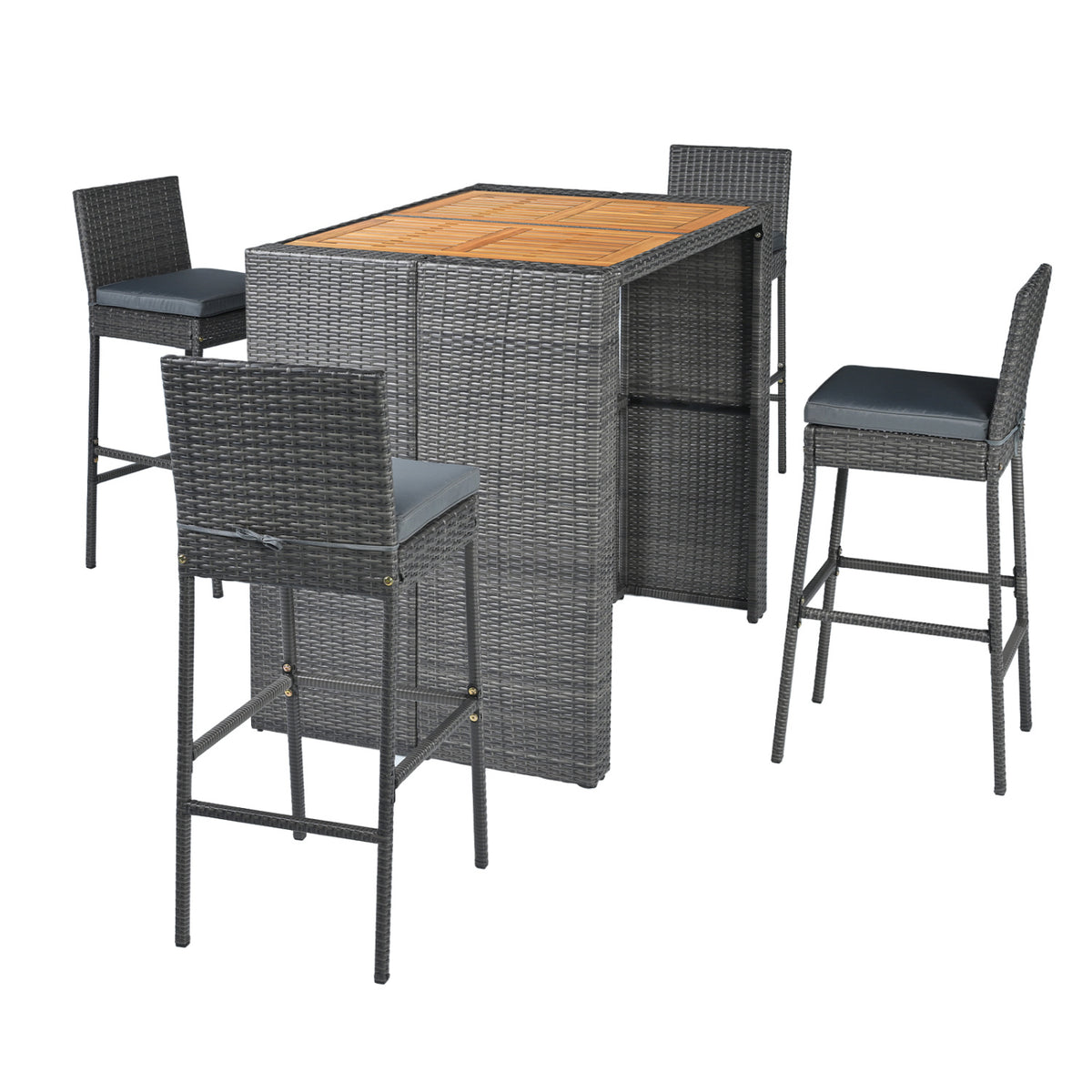 Patio Acacia Wood Dining Set for Home-Grey