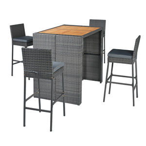 Patio Acacia Wood Dining Set for Home-Grey