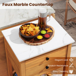 Patio Wood Storage Cabinet Outdoor Acacia Wood Buffet Cabinet