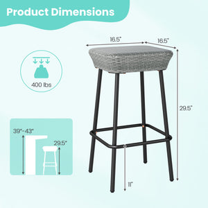 29.5 Inches Patio Bar Stools Set of 2 with Rattan Seat and Footrest