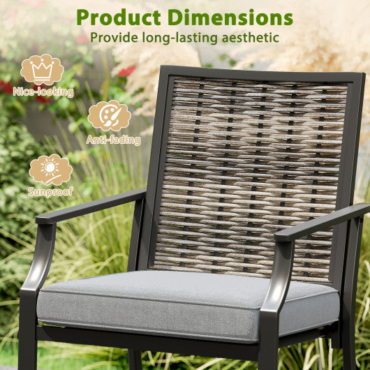 4 Pieces Patio Folding Furniture Set with SPC Coffee Table and Patio Chairs-Black