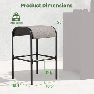 Set of 2/4 Patio Metal Bar Stools with Curved Fabric Seat-Set of 4