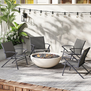 Patio Chairs Set of 2 Lawn Chairs with Heavy Duty Metal Frame-Grey