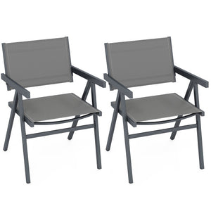 Patio Chairs Set of 2 Outdoor Dining Chair with Breathable Fabric Seat-Set of 2