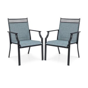 Patio Chairs Set of 2 with All Weather Breathable Fabric-Blue