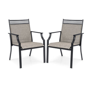 Patio Chairs Set of 2 with All Weather Breathable Fabric-Brown