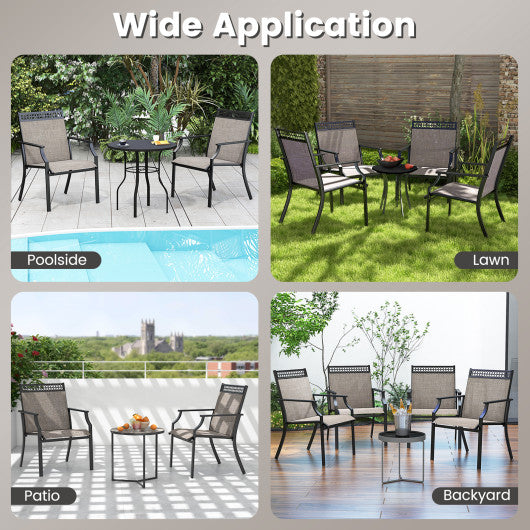 Patio Chairs Set of 2 with All Weather Breathable Fabric-Brown