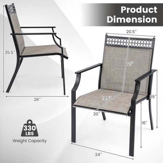 Patio Chairs Set of 2 with All Weather Breathable Fabric-Brown