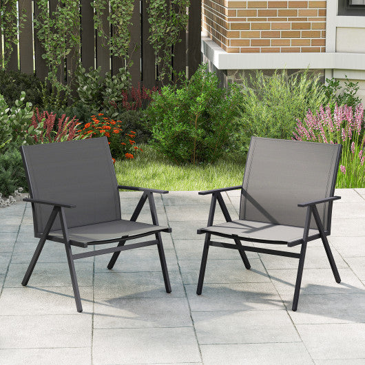 Patio Chairs Set of 2 with Breathable Mesh Fabric and Metal Frame-Gray
