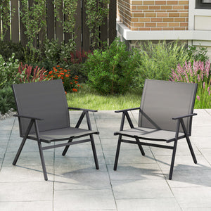 Patio Chairs Set of 2 with Breathable Mesh Fabric and Metal Frame-Gray