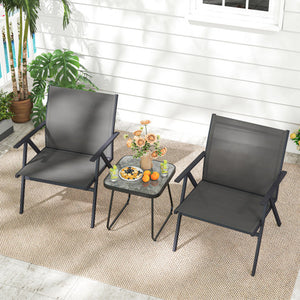 Patio Chairs Set of 2 with Breathable Mesh Fabric and Metal Frame-Gray