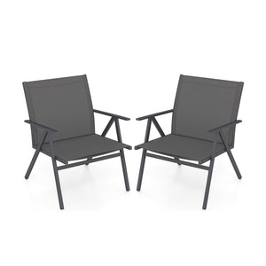 Patio Chairs Set of 2 with Breathable Mesh Fabric and Metal Frame-Gray