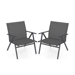 Patio Chairs Set of 2 with Breathable Mesh Fabric and Metal Frame-Gray