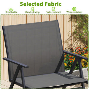 Patio Chairs Set of 2 with Breathable Mesh Fabric and Metal Frame-Gray