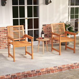 Patio Chairs Set of 2 with Inclined Backrests and Slatted Seats