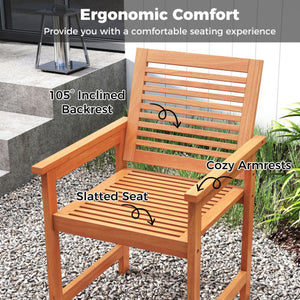 Patio Chairs Set of 2 with Inclined Backrests and Slatted Seats